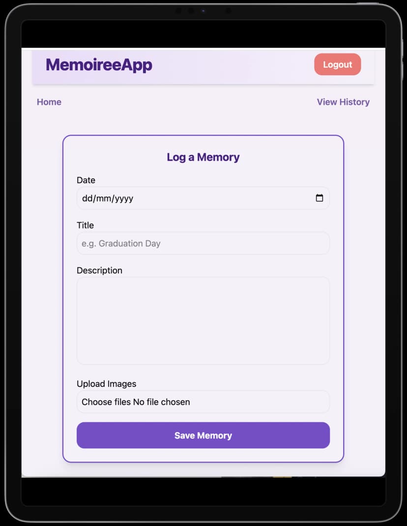 log-event tablet screen